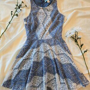 DINA BE~ Blue & white Lace dress- SIZE XS